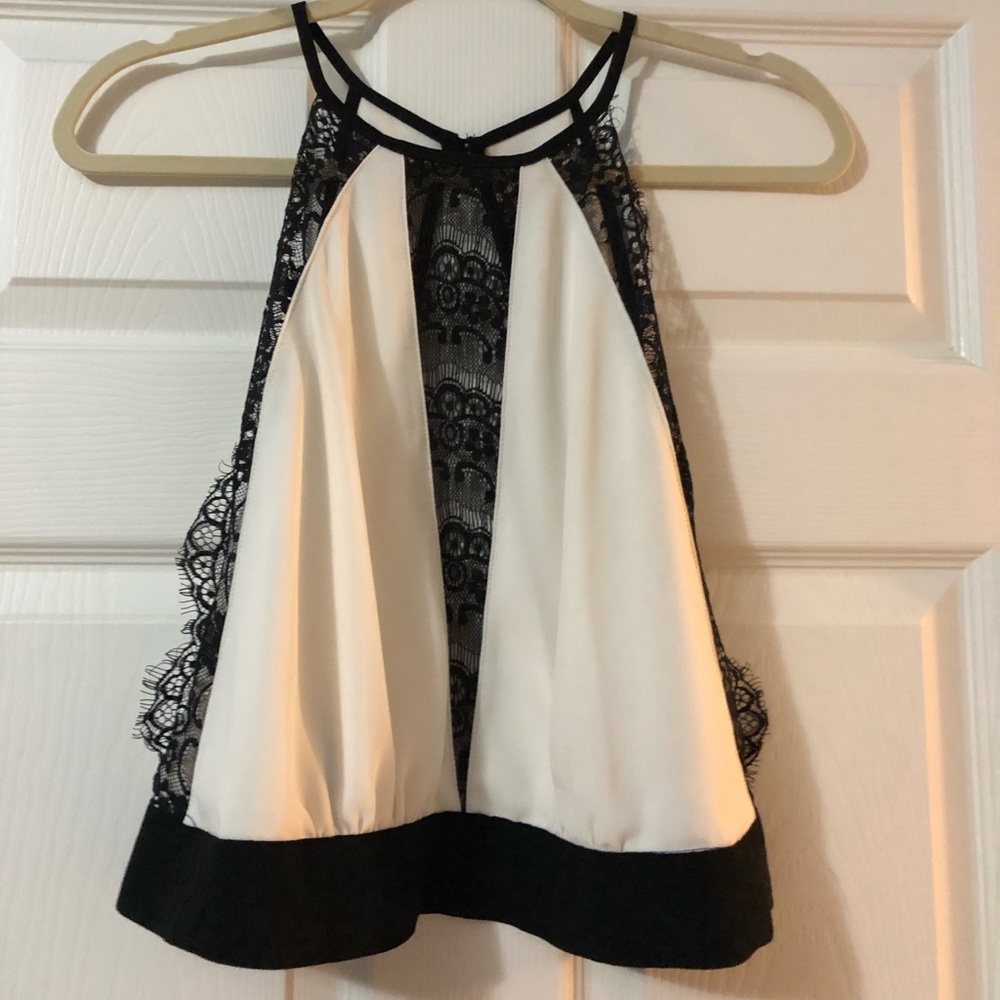 Mustard Seed Black and White Lace Top